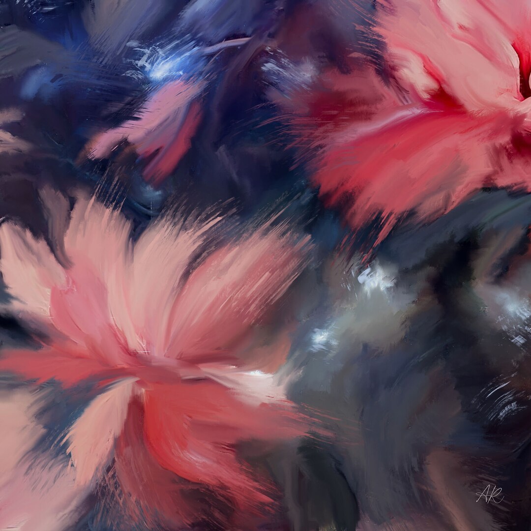 Abstract Flower Wall Art Painting Original Framed Fine Art Etsy