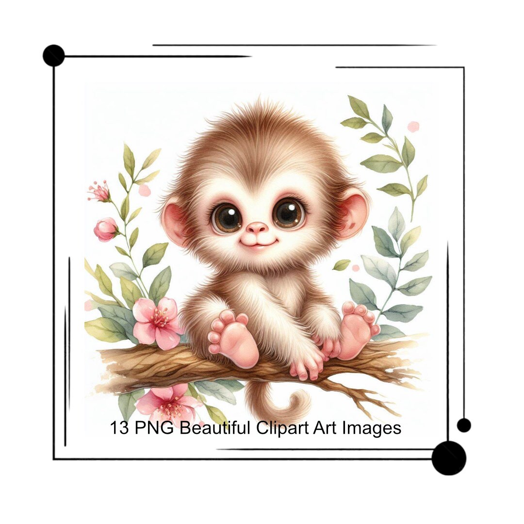 Cute Baby Jungle Clipart Bundle Png Digital Download Baby Jungle ...