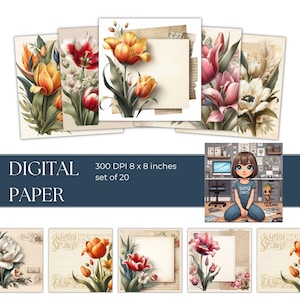 Perroquet tulipe clipart png | téléchargement immédiat | Tulipe en papier numérique jpg | Téléchargement instantané | Sublimation sur papier fleur de tulipe