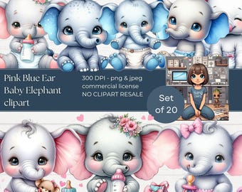 Cute Baby Elephant clipart png | elephant baby shower | Baby Elephant gender reveal png jpg| sublimation | instant download | commercial use