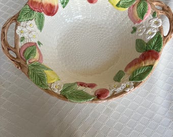 Bol grande de cerámica vintage con asa de Fitz and Floyd