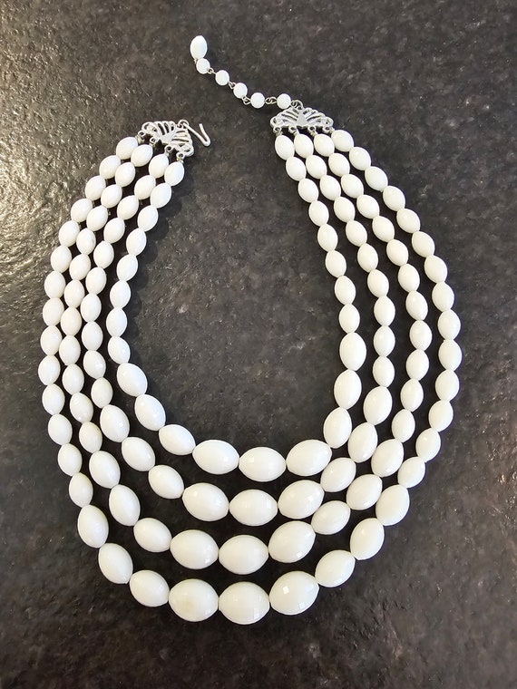 Beautiful, White Multi Stranded Hong Kong Necklace