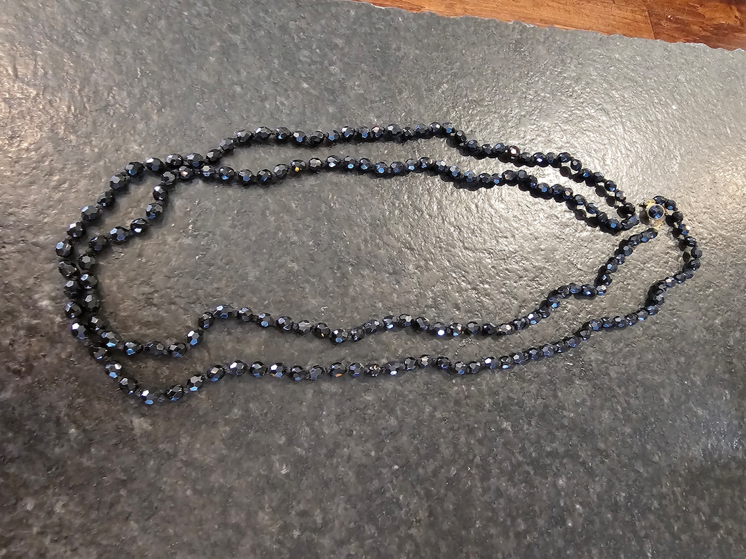 Black Beaded And Corded Lace Austria