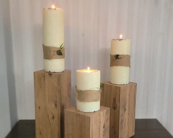 Customizable size candle, large cylinder tower candles, wood stand candle holder, church candles, wedding candles, housewarming gift