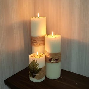 Large Tower Candle: Handmade Paraffin Pillar Candle with Cotton Wick