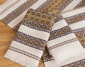 Slavisk broderad Rushnyk – Handgjord bomullshandduk med traditionella ukrainska mönster