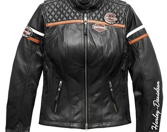 Womens Harley Davidson Black Triple Vent Leather Jacket Miss Enthusiast 3 in 1 Riding Jacket Etsy