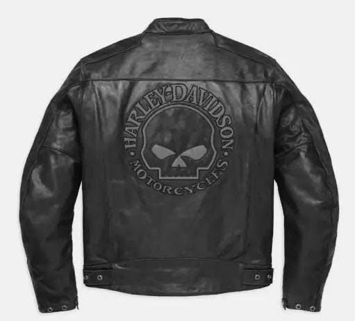 Men s Harley Davidson Black Reflective Skull Real Motorcycle Leather Jacket Gift for Father High Quality Craftmanship Leather Etsy UK