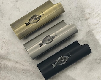 Smoking Fish Engraved Lighter Cover - Custom BIC Case