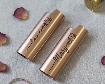 Custom Name Rose Bic Lighter Case
