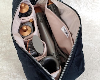 Svart och rosa fodral till Dyson Airwrap, personlig lyxig reseorganisatör för styling, specialdesignad hårverktygsväska