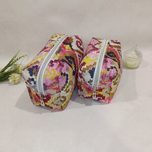 Brightly colored cosmetic bag with ornaments , luxury makeup bag , gift For girls