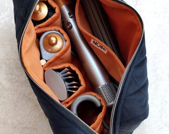 Sammetsresefodral för Dyson Airwrap Styler, quiltad hårverktygsväska, personlig present till henne