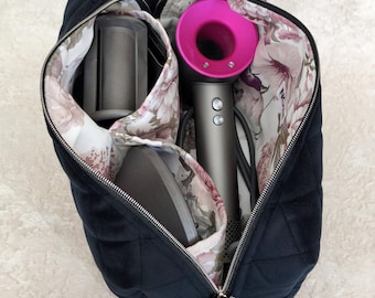 Fodral för Dyson Supersonic och Shark FlexStyle, personlig vadderad organisatör med fickor och blomfoder