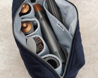 Lyxig quiltad sammetsväska Dyson Airwrap | Shark FlexStyle förvaringsväska, presentförpackning för hårverktyg