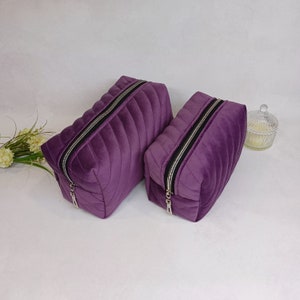 Violet Make-up Tasche, Waschbare Make-up Tasche, Reisetasche, Ästhetische Kosmetiktasche, Brautjungfer Geschenk