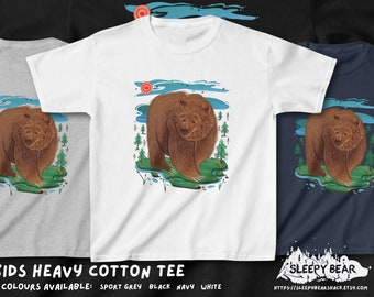 Bear Cotton Tee, Forest Bear kids tee, animals indie kids tee, Bear kid t-shirt, Bear Lover Kid Gift, hipster bear t-shirt for kid