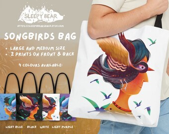 Backyard Birder tote, Wild Bird Art Tote Bag, woodland bird tote, Bird Watching Gift, Cottage Core Tote Bag, Birding Gift, bird lover tote