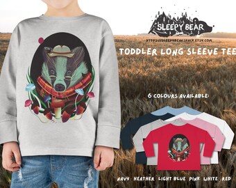 Cute Badger Kids, Badger Lover Kids Shirt, Toddler Long Sleeve Tee, Badger Sweatshirt for Child, kawaii badger t-shirt, Badger Gift