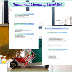 Janitorial Cleaning Checklist Template, Commercial Cleaning Business ...