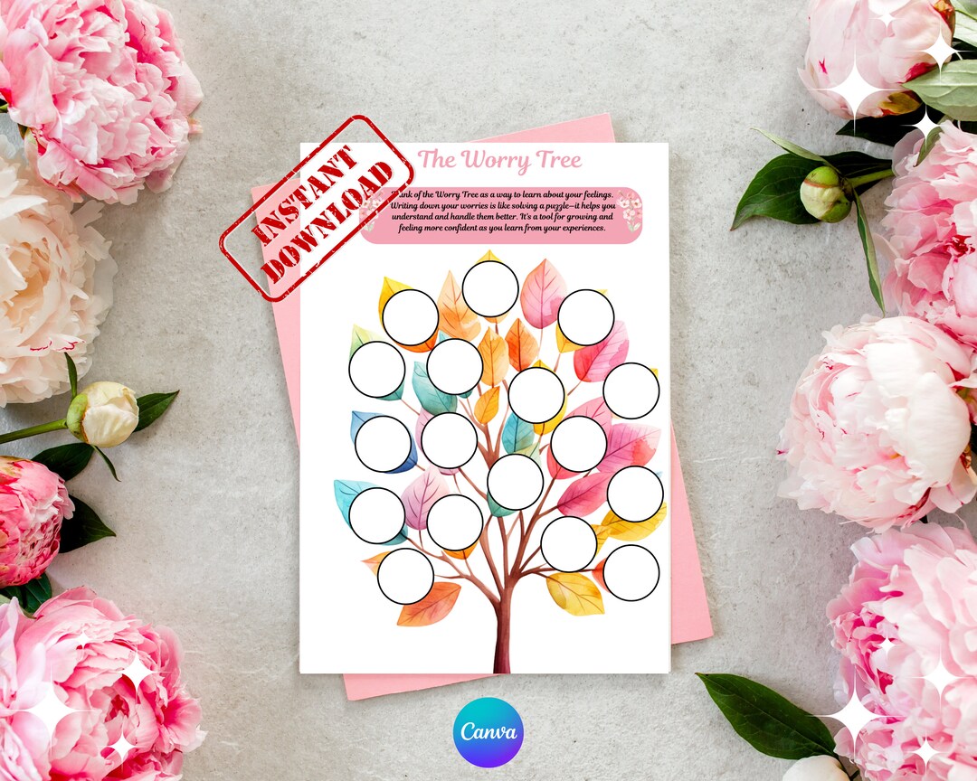 Editable Printable Worry Tree Worksheet for Kids Nurturing Emotional
