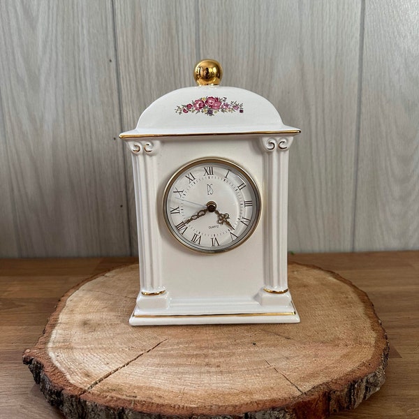 Vintage Collectible White PS Porcelain Mantle Clock