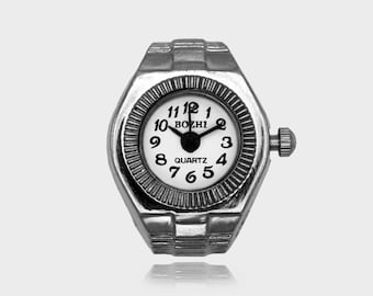 Pierścień z tarczą zegarka | Pierścień z działającym zegarkiem | Funkcjonalny, retro element wystroju