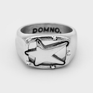Shooting Star Ring | Celestial Statement Signet | Unisex Stainless Steel Silver Ring | Polished Finish Jewellery
