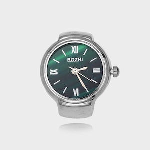 Metro Watch Ring – Silver Mini Clock Face Ring | Stainless Steel Unisex Jewellery | Modern Functional Timepiece Ring