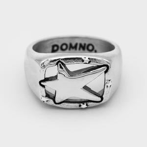 Shooting Star Ring | Celestial Statement Signet | Unisex Stainless Steel Silver Ring | Polished Finish Jewellery