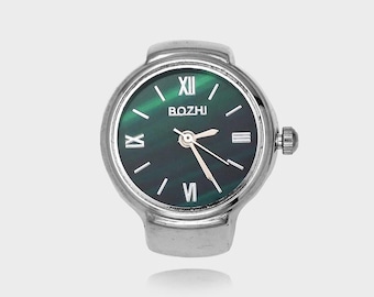 Metro Watch Ring – Silver Mini Clock Face Ring | Stainless Steel Unisex Jewellery | Modern Functional Timepiece Ring