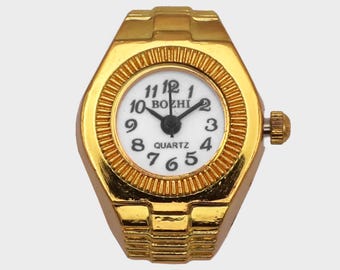 Watch Ring Gold – Mini Gold Clock Face Ring | Stainless Steel Unisex Jewellery | Functional Streetwear Timepiece