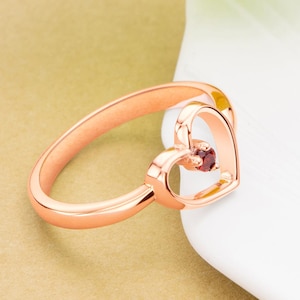 Custom Heart Birthstone Ring, Birthstone Ring, Personalised Birthday Gift for Her, Valentines Day Gift, Bridesmaid Gift,Engagement Ring,R10