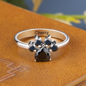 Personalisierter Haustier Ring, Haustier Erinnerungsring, Pfotenabdruck Ring, Hund Mama Geschenk, Geschenk für Ihn, Sterling Silber Ring