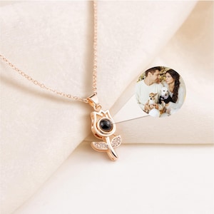 Custom Rose Projection Necklace, Memorial Necklace ,Personalized Memorial Photo Pendant,Picture Necklace,925 Silver Necklace,Gift For Her,N7
