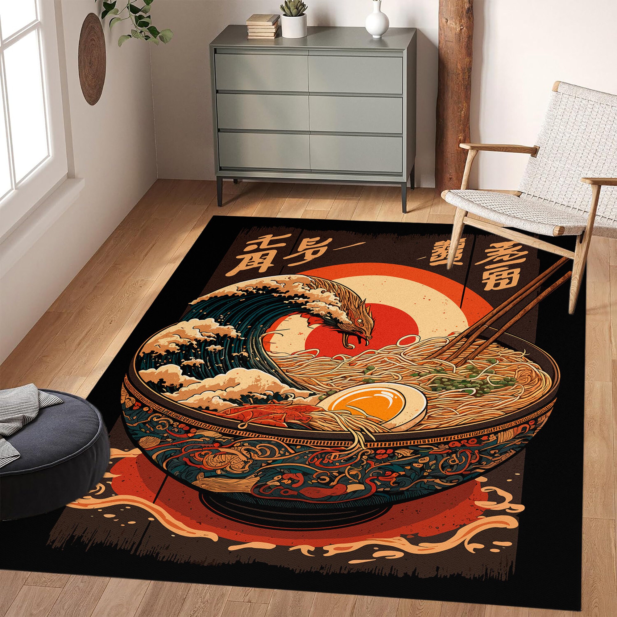Ramen Poster Rug, Cute Kawaii Food Decor, Japanese Theme Mat, Food ...