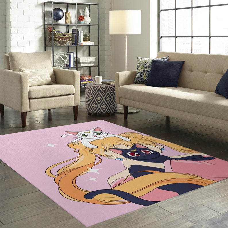 Colorful Anime Girl Rug, Cute Pink Anime Rug, Fan Favorite Area Rug ...