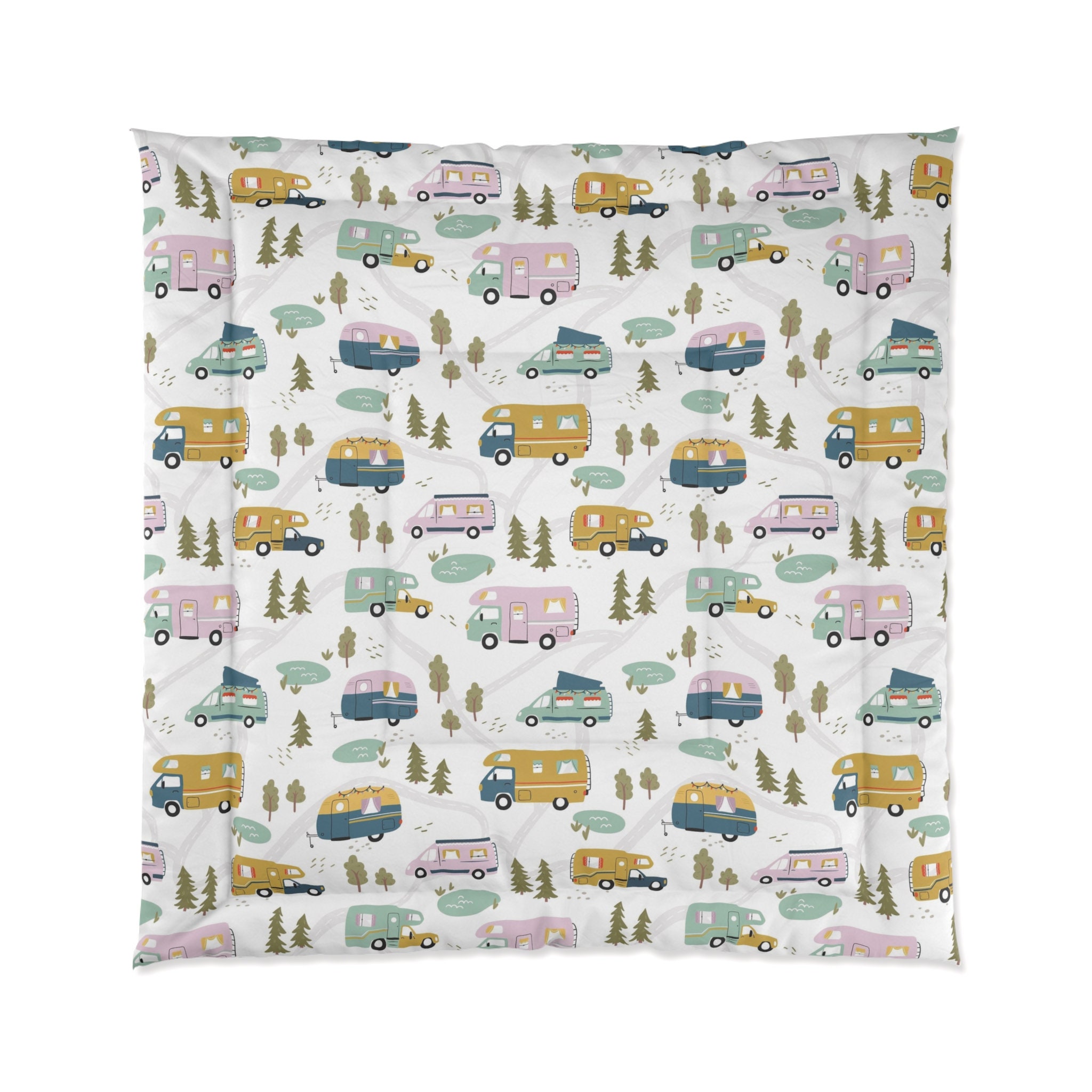 Set Biancheria Da Letto Per Camper Con Stampa Rustica Legno - Piumone Queen Size (228x228 Cm) E 2 Federe, Trapuntato Morbido, Ideale Per Camper E Rimorchi - 2
