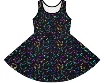 Neon Cats Toddler and Big Girl Sleeveless Sundress