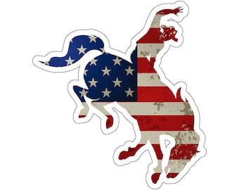 Sticker - Patriotic Rodeo Cowboy - Indoor Only