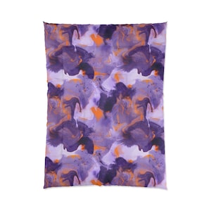 Purple Artistic Comforter, Floral Bedspread, Cozy Quilt, Bedroom Decor, Home Textiles