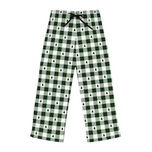 Karierte Weihnachtsbäume Damen Pyjama-Hose, Feiertags-Nachtwäsche, Festliche Lounge-Hose, Weihnachtsschlafanzug, niedlicher Flanell-PJs