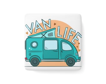 Van Life VanLife Porcelain Magnet, Square