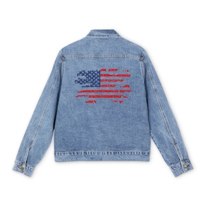 Patriot Men&#39;s Denim Jacket - American Flag
