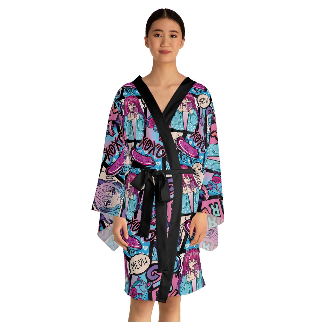 Anime Girl Kimono Robe so Cute Japanese Style Bathrobe Etsy