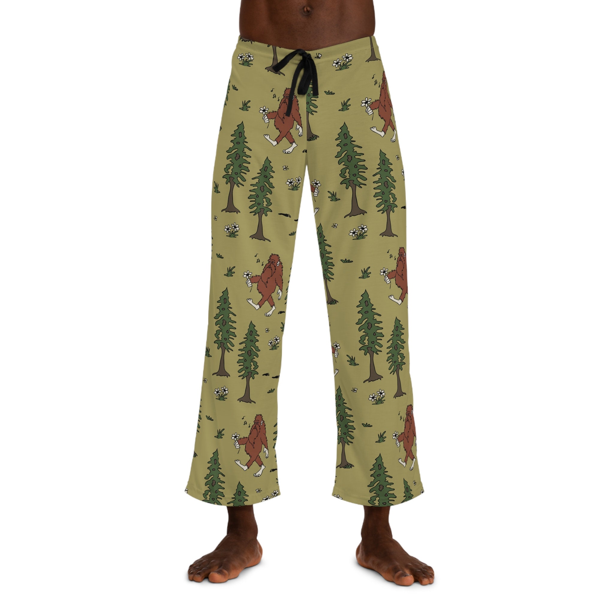 Men s Bigfoot Pajama Pants Sasquatch in the Forest Etsy