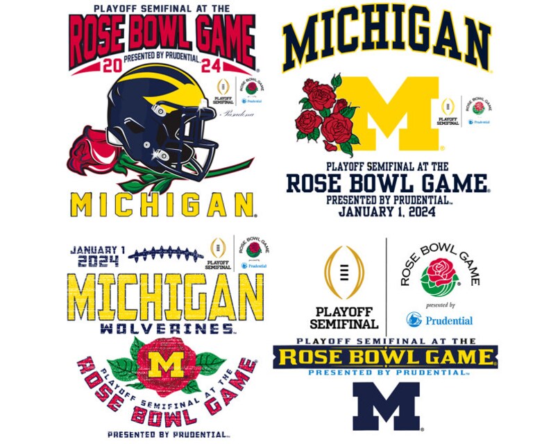 Michigan Wolverines Rose Bowl 2024 Png CFP Semi Football PNG Etsy UK