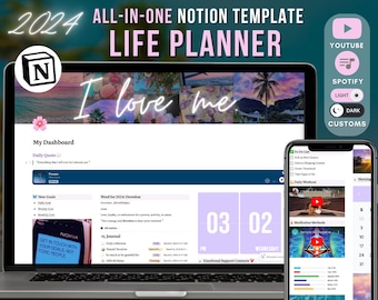 Notion Lebensplaner, Notion Zielplaner, Studenten Notion, 2024 Notion Vorlage, Notion Reiseplaner, Budgetplaner, All in One Vorlage