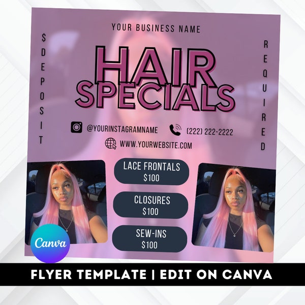 Braids Special Flyer, DIY Hair Salon Flyer, Hairstylist Appointments Available Book Now Flyer, Beauty Social Media Editable Canva Template