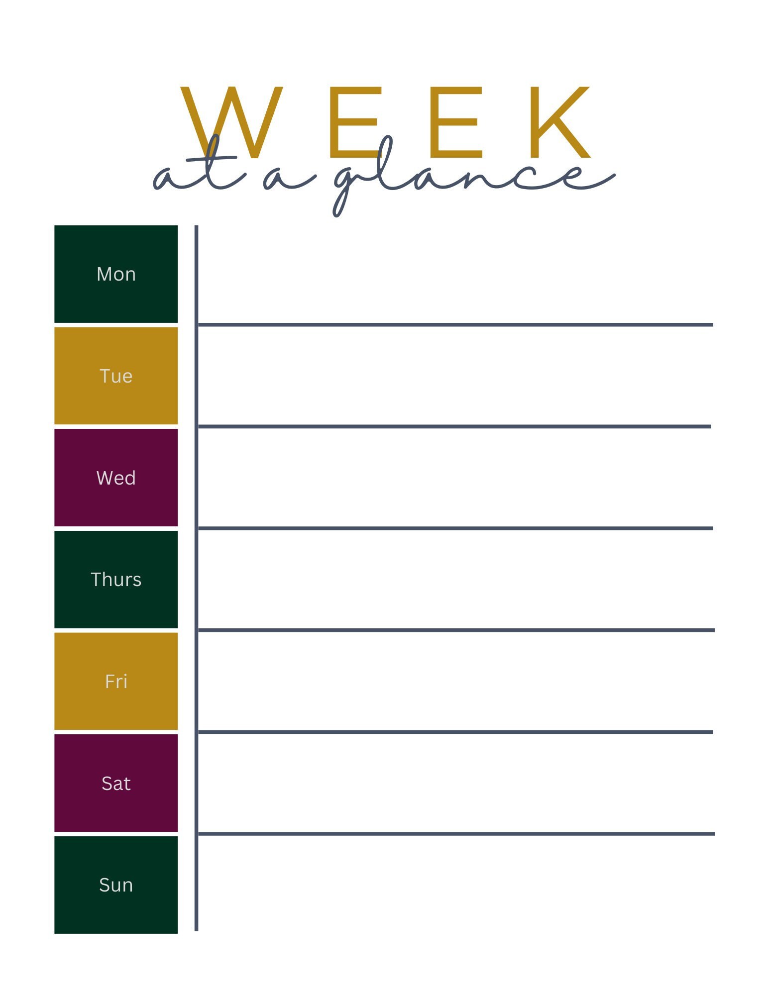 Printable Weekly Planner Etsy